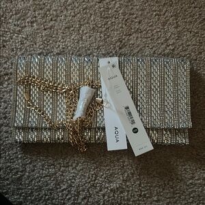Aqua Silver and Gold Clutch